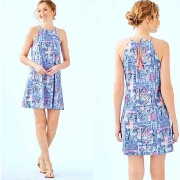 Lilly Pulitzer Margot Whisper Blue Yeah Buoy Dress XL - Picture 1 of 7